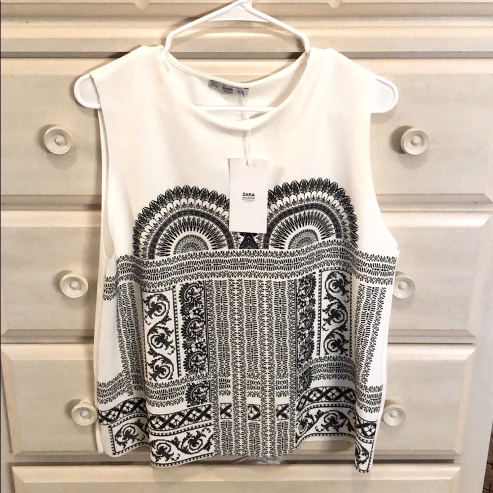 Zara White Sleeveless Top